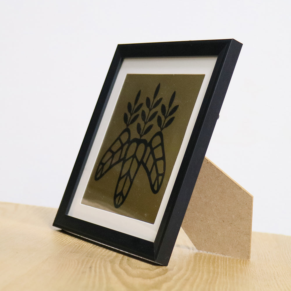 武将家紋額　豊臣家　太閤桐　金x黒