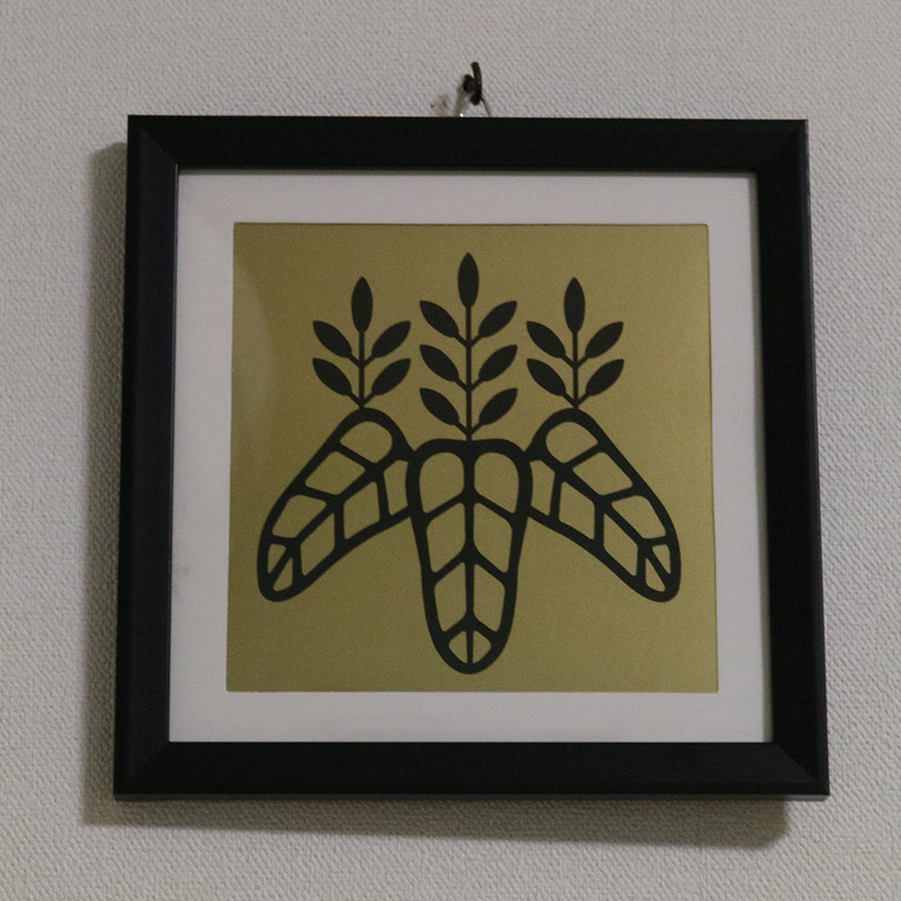 武将家紋額　豊臣家　太閤桐　金x黒