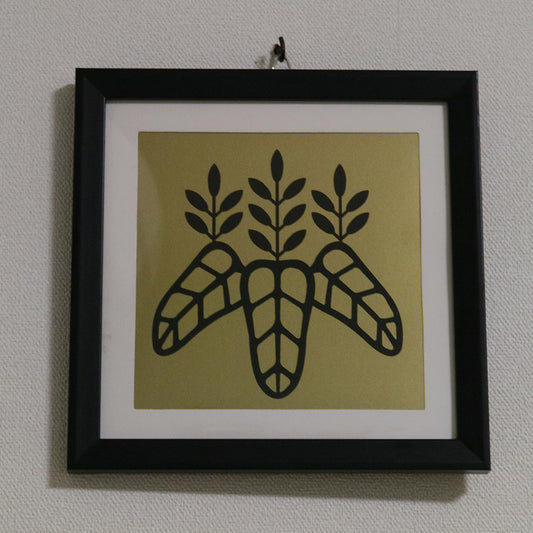 武将家紋額　豊臣家　太閤桐　金x黒