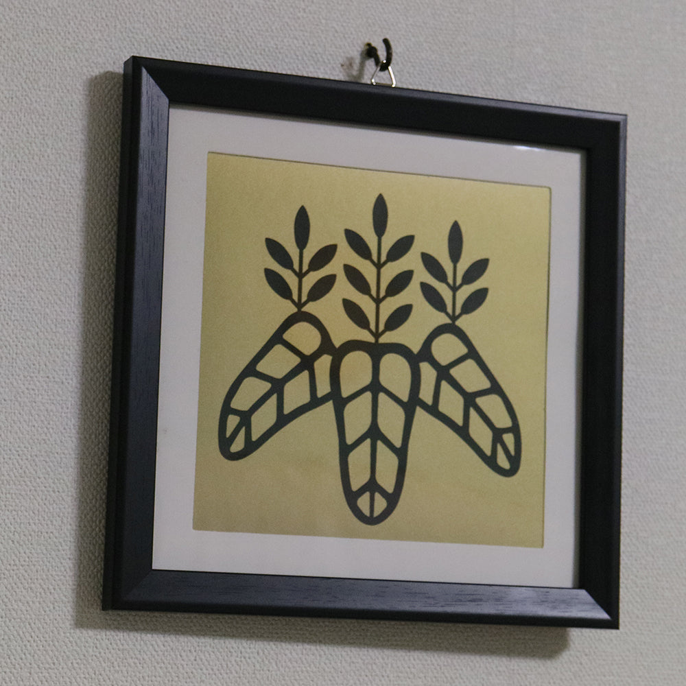 武将家紋額　豊臣家　太閤桐　金x黒