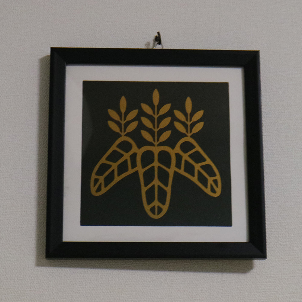 武将家紋額　豊臣家　太閤桐　黒x金