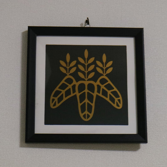 武将家紋額　豊臣家　太閤桐　黒x金