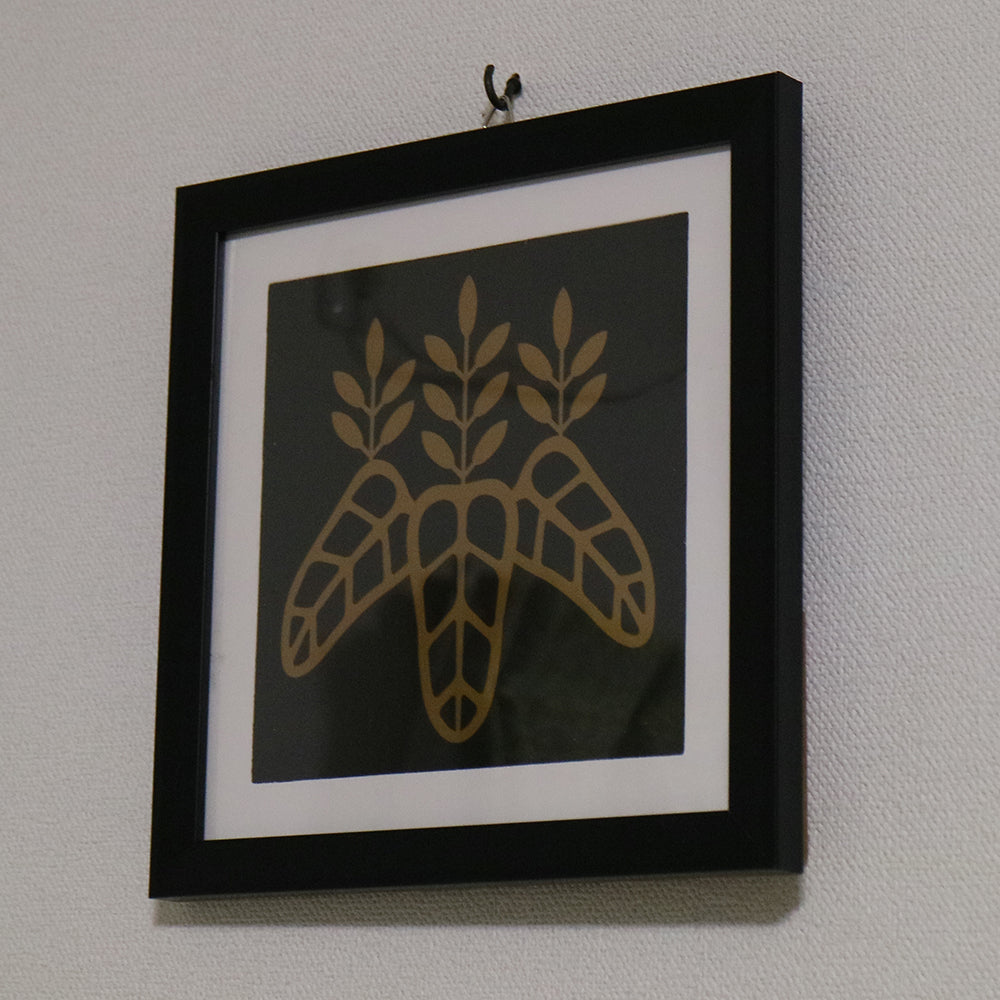 武将家紋額　豊臣家　太閤桐　黒x金